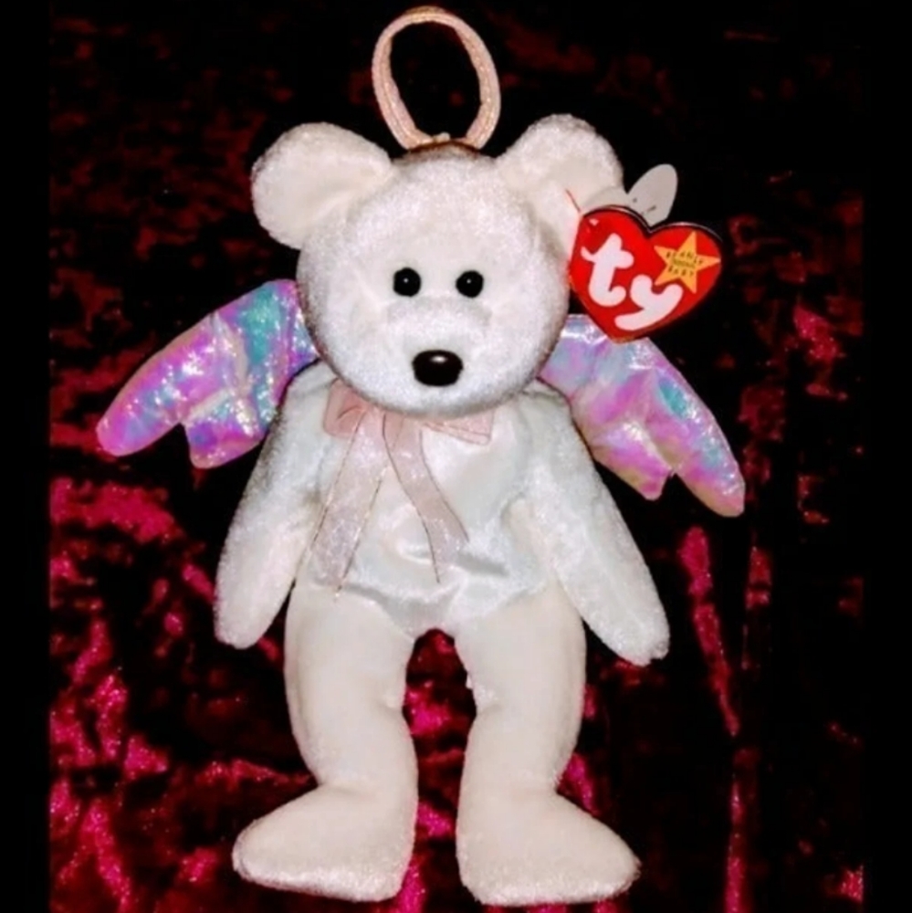 ✔️1998 Halo Bear TY Vintage Beanie Baby